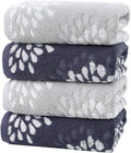 Pidada Hand Towels Set of 4 Hydrangea Floral Pattern 100% Cotton Absorbent Soft by Pidada