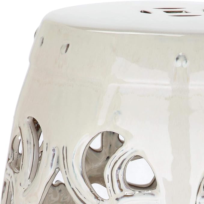 Safavieh Imperial Vine Ceramic Decorative Garden Stool, Cream - Image 2