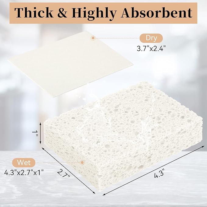 6 Pcs Kitchen Sponges for Dishes Cleaning, Non Scratch for Non Stick Cookware - Image 2