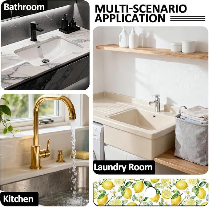 2 Pcs Kitchen Sink Splash Guard Faucet Mats Lemon Pattern Faucet Mat - Image 7
