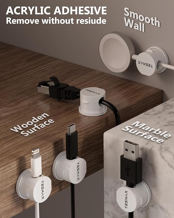 Magnetic Cable Clips 360° Rotation Cord Holder, Adhesive Cord Clips - Image 4