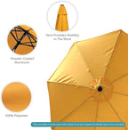 Sunnydaze Outdoor Patio Umbrella - Polyester Table Market Umbrella with Push-Button Tilt and Crank - 8 Sturdy Ribs - Gold - 9ft - Image 2
