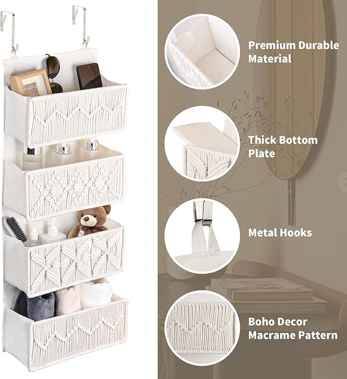 Over the Door Organizer Macrame Boho Nursery Storage - Image 2