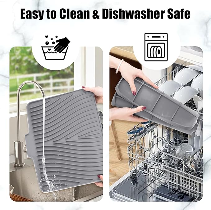 Silicone Dish Drying Mat for Kitchen Counter, Dish Drying Pad, Non-Slip Drain - Image 5