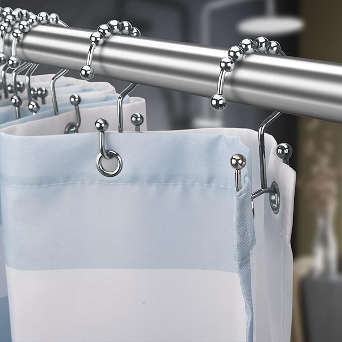 Titanker Shower Curtain Hooks Rings, Rust-Resistant Metal Double Glide Shower - Image 8