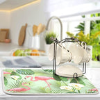 Tropical Palm with Lily and Flamingo Dish Drying Mat - Image 5