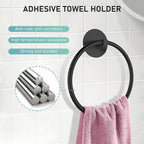 SetSail Adhesive Towel Holder for Bathroom Wall Matte Black Hand Towel Ring - Image 5