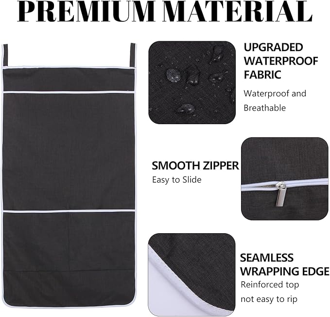 Black Hanging Laundry Hamper Bag, XL Door Hanging Hamper - Image 4