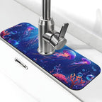 Faucet Draining Mat For Kitchen Sink, Ocean Jellyfish Corals Diatom Mud by indokyeyqaz