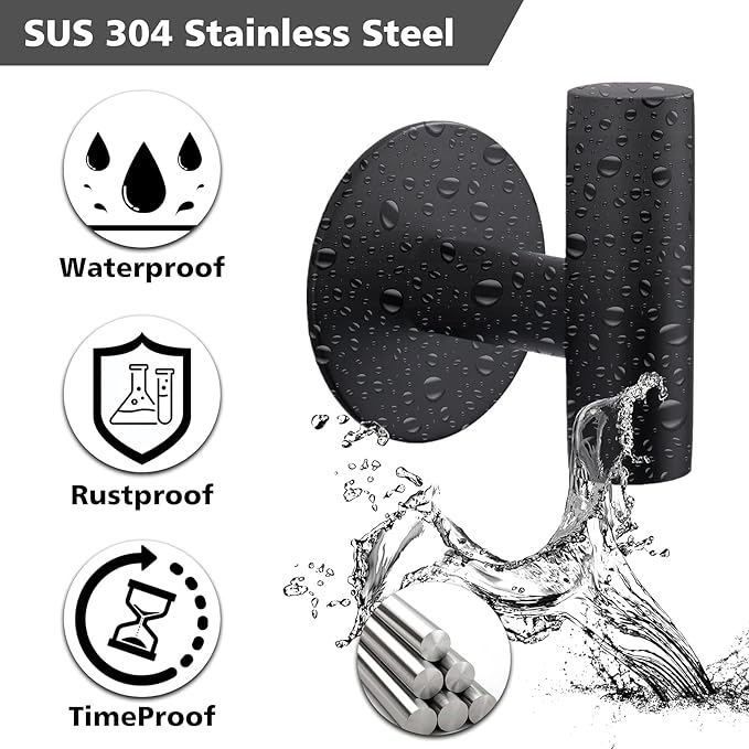 Adhesive Hooks Heavy Duty Wall Hooks Stainless Steel Waterproof Shower Hook - Image 2