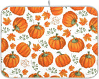 Autumn Pumpkins Leaves Thanksgiving Dish Drying Mat by BOENLE-WELCOMEYOURCOMING