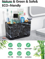 Marble Toothbrush Holders, 5 Slots Bamboo Toothbrush and Toothpaste Holder - Image 2