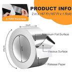 DGSL Aluminum Foil Tape, 2in x167ft Silver Metal High Temperature Heavy Duty - Image 2