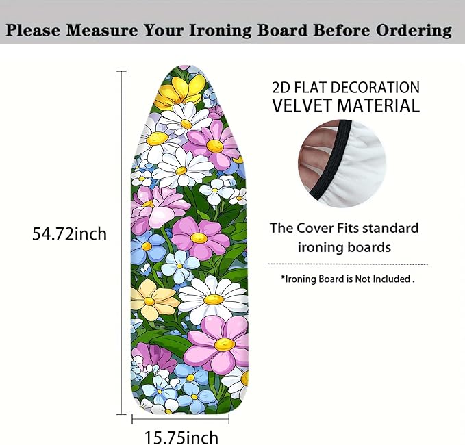 Nuxovilar Colorful Mixed Flowers Ironing Board Cover, This Cover Fits Most - Image 4