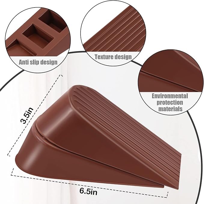 Door Stopper 2 Packs Heavy Duty Wedge Rubber Door Stop Works on All Floor - Image 4