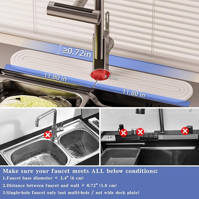 PEKER Faucet Mat for Kitchen Sink 19.7" – Diatomite Fast Drying Stone Sink Tray - Image 2