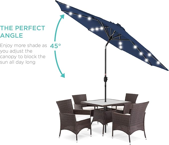 Best Choice Products 10ft Solar Polyester LED Lighted Patio Umbrella w/Tilt Adjustment and UV-Resistant Fabric - Image 2