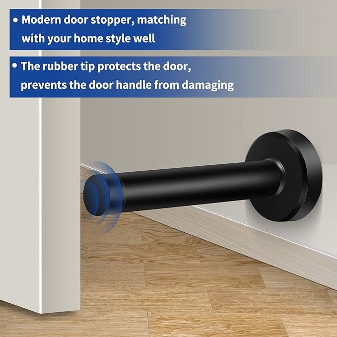 Door Stopper, Stainless Steel Doorstop Wall Protector, Matte Black - Image 5