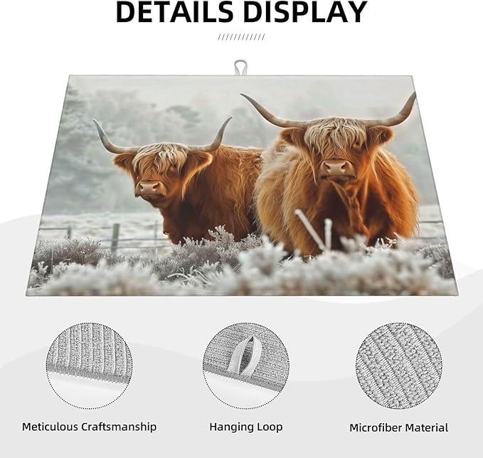 Highland Cow Dish Drying Mat 18x24 - Image 3