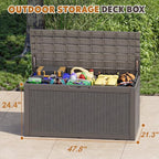 Outdoor Storage Box, Resin Deck Boxes Indoor and outdoor, Waterproof Storage Box Lockable Lid (Grey, 110 Gallon) - Image 4