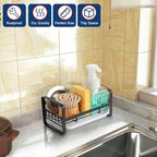 HULISEN Kitchen Sink Sponge Holder, 304 Stainless Steel Kitchen Soap Dispenser - Image 8