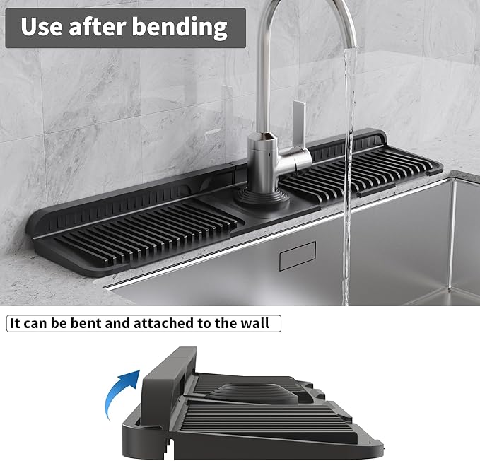 WAFT YEARN 24X5 Inch Silicone Durable Faucet Mat Kitchen Sink Splash Guard - Image 6