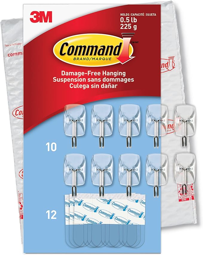 Command Small Clear Wire Toggle Hooks, 10 Wall Hook and 12 Strips, Damage-Free - Image 10