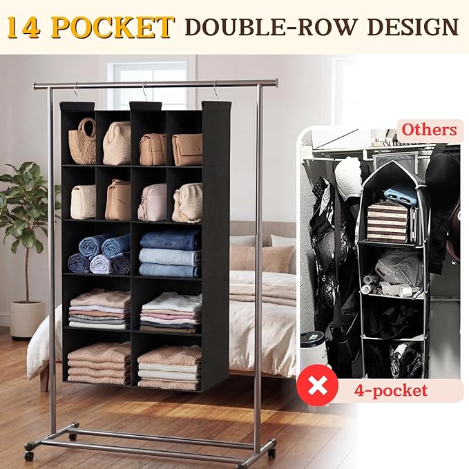 Ofiray-home 5 Tier Hanging Closet Organizer, 14 Compartments Sweater Organizer - Image 4