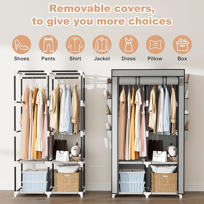 Portable Closet for Hanging Clothes, Portable Wardrobe Closet - Image 6