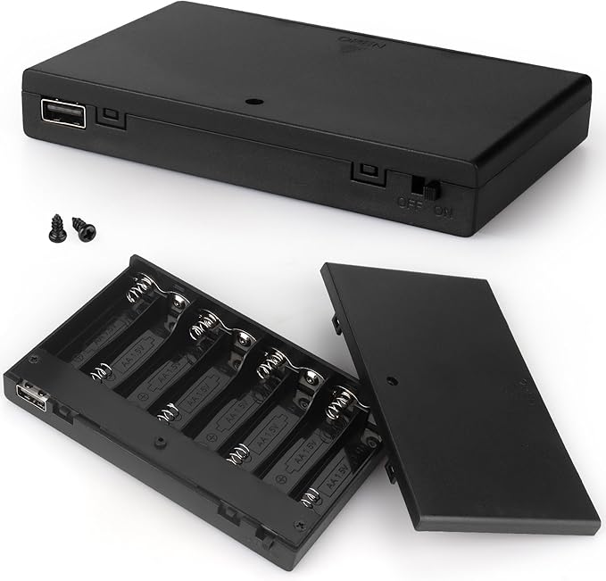 2 PCS 8 AA Battery Holder with USB Port, 12V Battery Box Case by VWEICYY