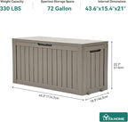 YITAHOME 72 Gallon Outdoor Resin Deck Box with Wheels, Pool Storage Box for Outdoor Cushions, Sports Equipment, Garden Tools, Light Brown - Image 7