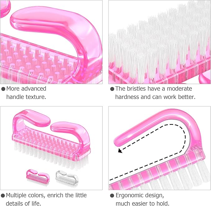 Handle Grip Nail Brush, Hand Fingernail Brush Cleaner Scrubbing Kit Pedicure - Image 5