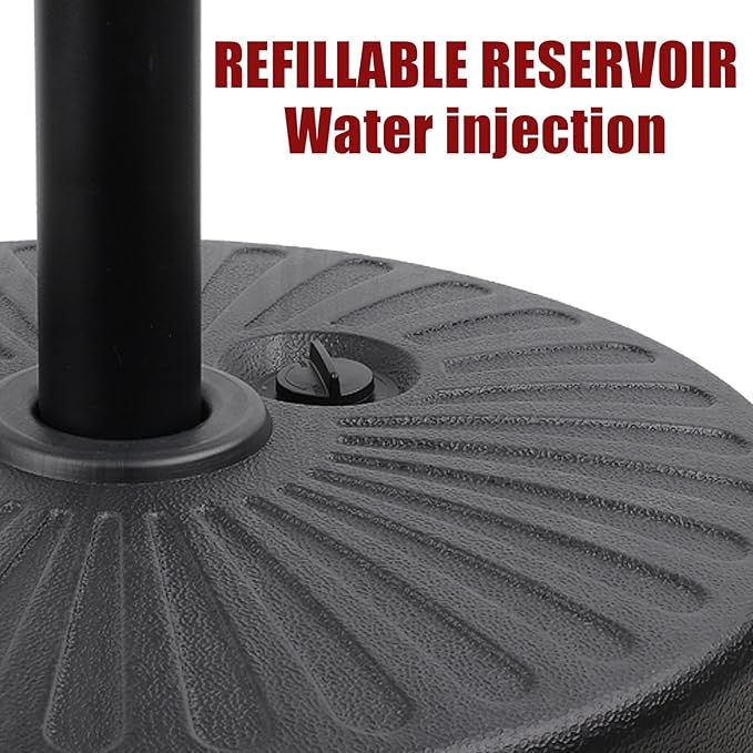 50LBS Round Umbrella Base Water Filled with Steel Umbrella Holder, Heavy Duty Fillable Umbrella Base Stand for Outdoor, Patio, Lawn, Garden (Black) (Stripes) - Image 6
