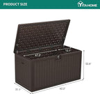 YITAHOME XXL 230 Gallon Large Deck Box,Outdoor Storage for Patio Furniture Cushions,Garden Tools with Flexible Divider,Waterproof,Lockable (Brown) - Image 9