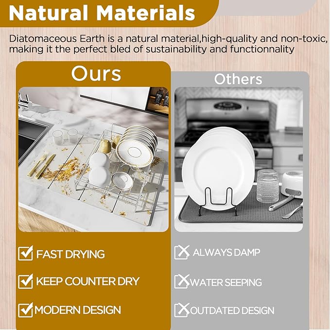 Stone Drying Mat for Kitchen Counter, Quick Dry Stone Mat Kitchen for Cups - Image 6