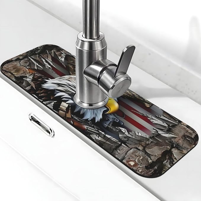 Eagle and National Flag Kitchen sink faucet pad, strong water absorption by Unknown