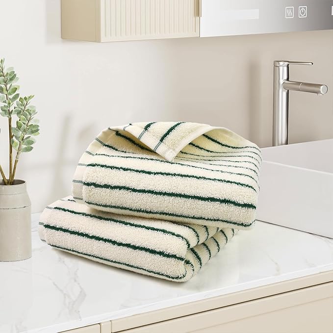 Jacquotha Green Striped Hand Towels - Image 4
