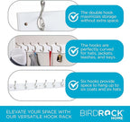 BIRDROCK HOME Oval Hook Coat and Hat Rack | 6 Hooks | Wall Mount | White Finish - Image 6