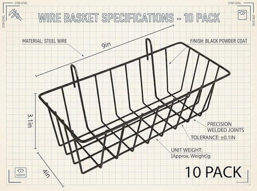 10 PCS Wire Baskets Wall Grid Panel Hanging Wire Basket Hanging Wall Baskets No - Image 2