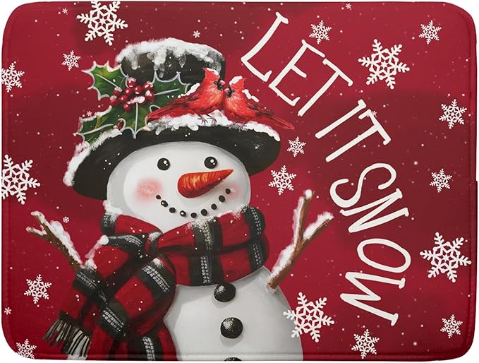 Winter Snowman Dish Drying Mat for Kitchen Counter 18x24 Inch Christmas Dish by Kawani