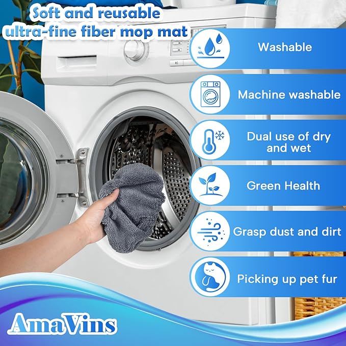 8 Pack Reusable Microfiber Mop Pads Compatible - Image 5