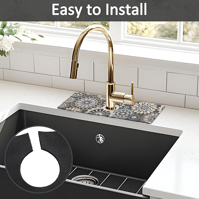 2PCS 15" X 5.5" Kitchen Sink Splash Guard Faucet Mat Mandala Super Absorbent - Image 5