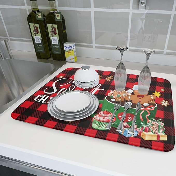 Giwawa Gingerbread Man Dish Drying Mat Large 18x24inch Have A Sweet Christmas - Image 6