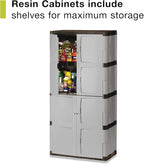 Rubbermaid Freestanding Storage Cabinet Five Shelf with Double Doors Lockable Large 690-Pound Capacity Gray For Garage/Outdoor Garden Tools/Toys/Power Tools/Pool Accessories Grey - Image 3