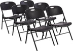 Amazon Basics Sturdy Foldable Plastic Chair, Portable, 350-Pound Capacity, Black, 6-Pack by AmazonBasics