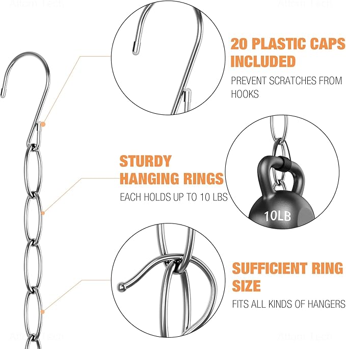 NiHome Clothing Chain Hanger 10-Pack, Metal Closet Organizer Space Saving - Image 3