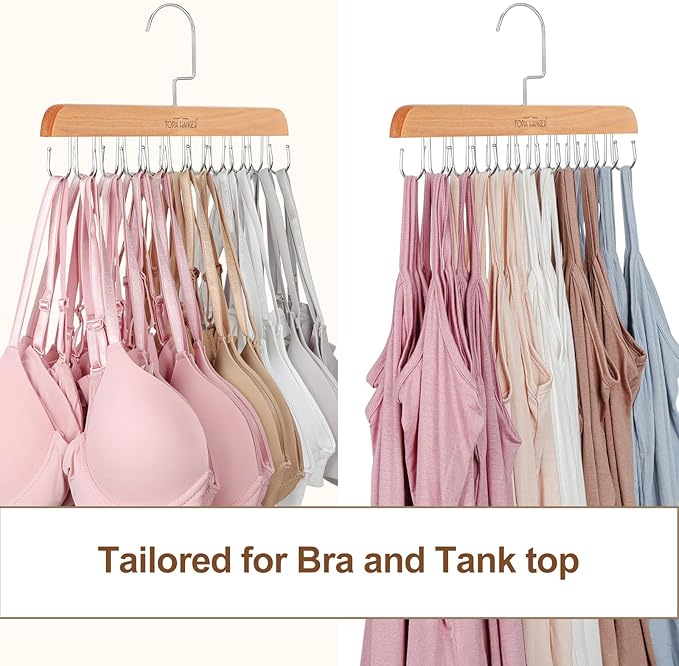 TOPIA HANGER Bra Hanger for Closet, 2 Pack Tank Top Hangers 40 Hooks Capacity - Image 4