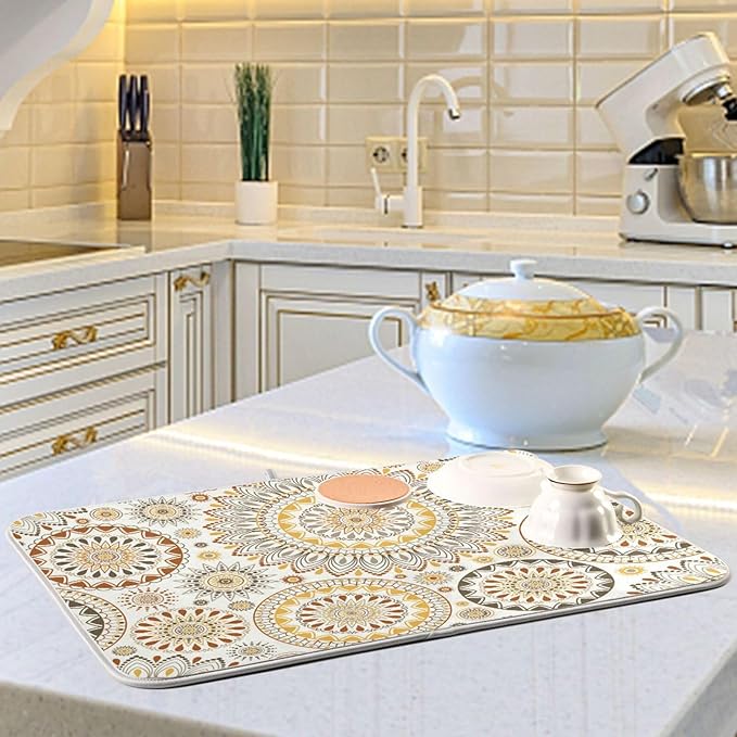Mandala Ethnic Bohemian Ornament Dish Drying Mat - Image 2