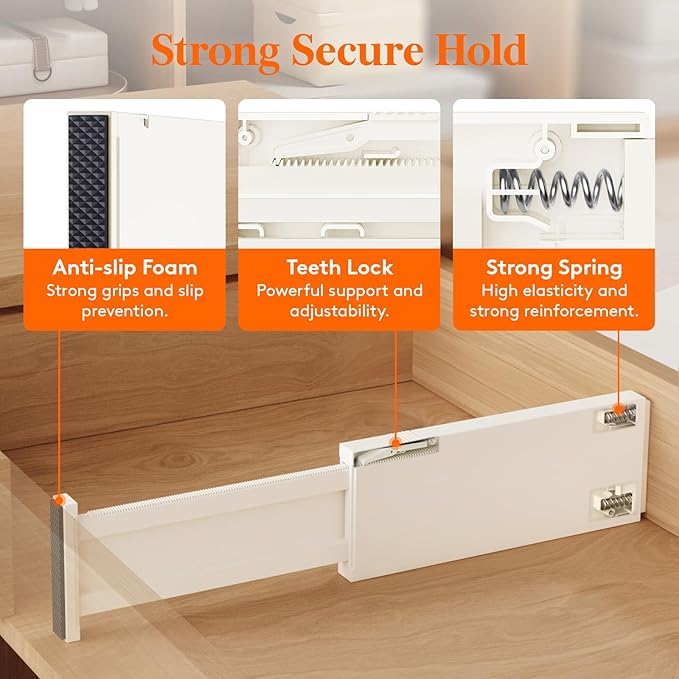 Lifewit 24 Pack Drawer Dividers 4" High 28-43.5cm/11-17" Adjustable Drawer - Image 3