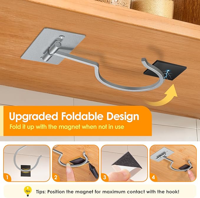 Self Adhesive Banana Hook Under Cabinet Foldable Banana Hanger Metal Under - Image 2